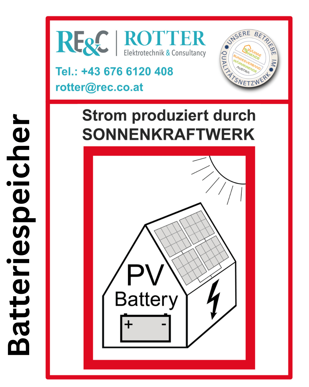 Batteriespeicher-Plakette
